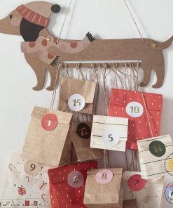 Kit pour faire son propre calendrier de l&rsquo;avent en kraft – Motif chien