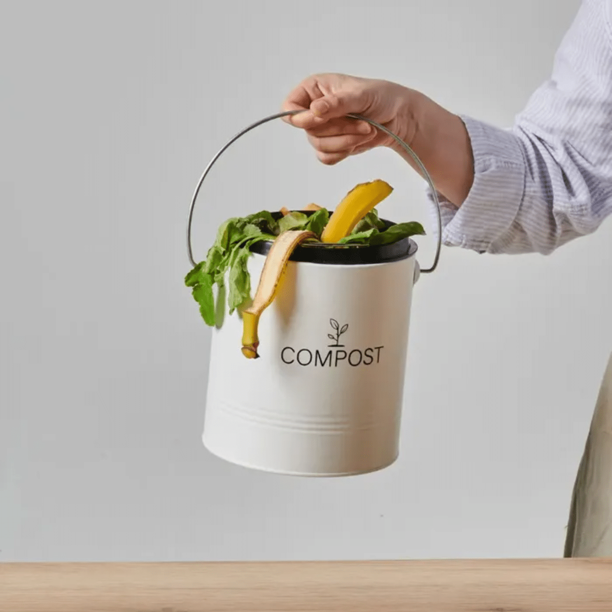 Seau à compost rond blanc – 4.5 L
