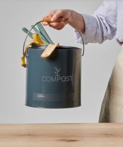 Seau à compost rond gris foncé – 8L
