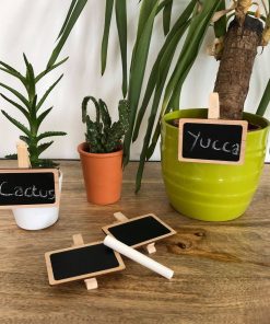 Lot de 4 plaquettes en bois + 3 craies