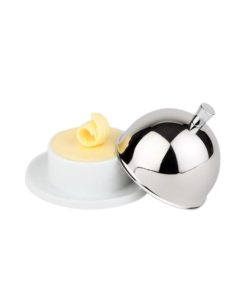 Mini beurrier en acier inoxydable et porcelaine