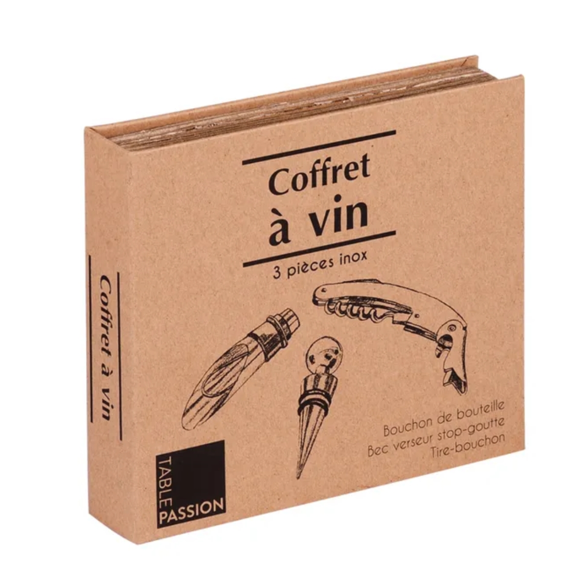 Coffret à vin inox – 3 pièces