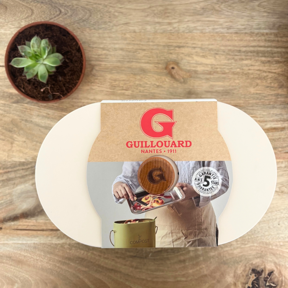 Seau à compost ovale beige – 7L – Image 2