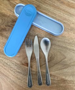 Set de couverts réutilisables et sa boite bleue