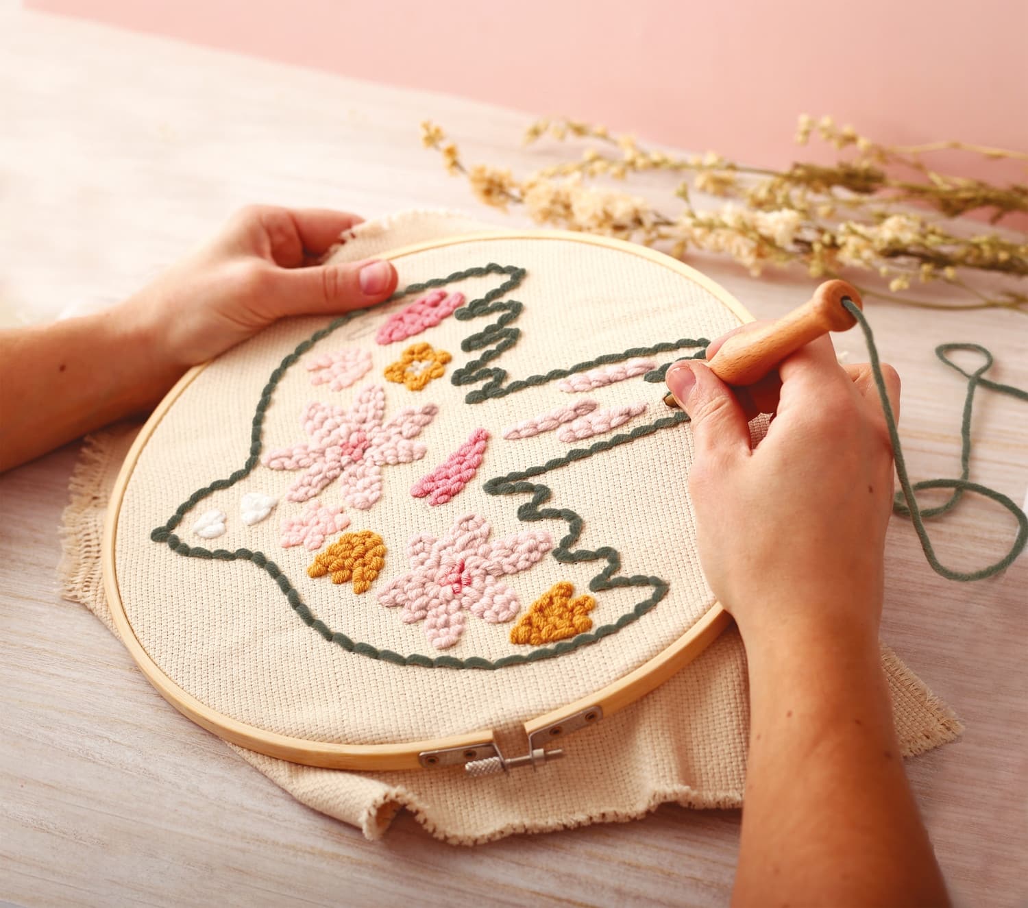 Kit DIY déco oiseau en punch needle