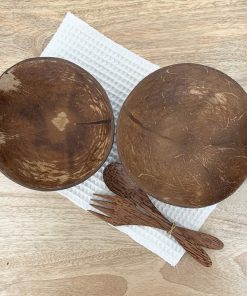 Set de 2 bols en  noix coco + couverts