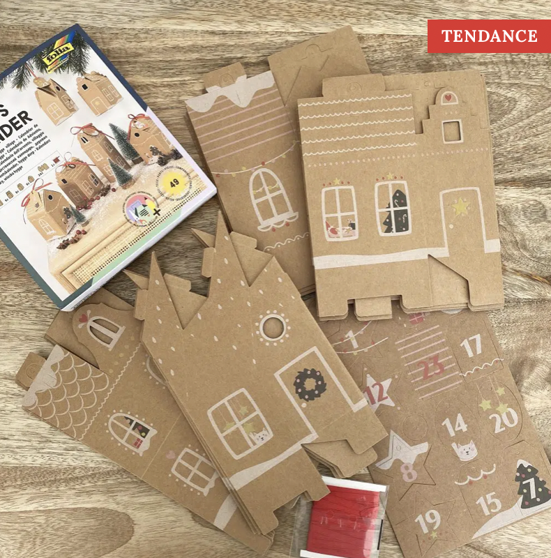 Kit pour faire son propre calendrier de l’avent – Maisonnettes en kraft – Image 2