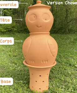 Base + corps + tête + couvercle du lombricomposteur à étages (lisse ou motif)