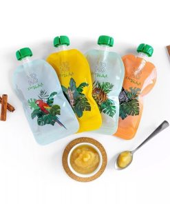 Pack de 4 gourdes à compote réutilisables enfants JUNGLE – 150 ml