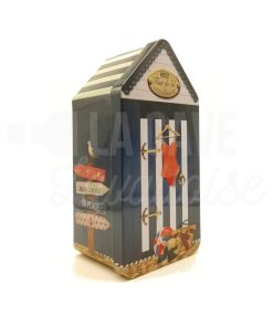 Cabine de Plage – Boite Métal garnie de Galets Gris à la Fleur de Sel – Sachet 50gr