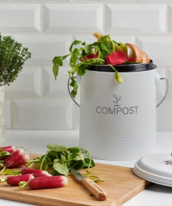 Seau à compost rond blanc – 8 L