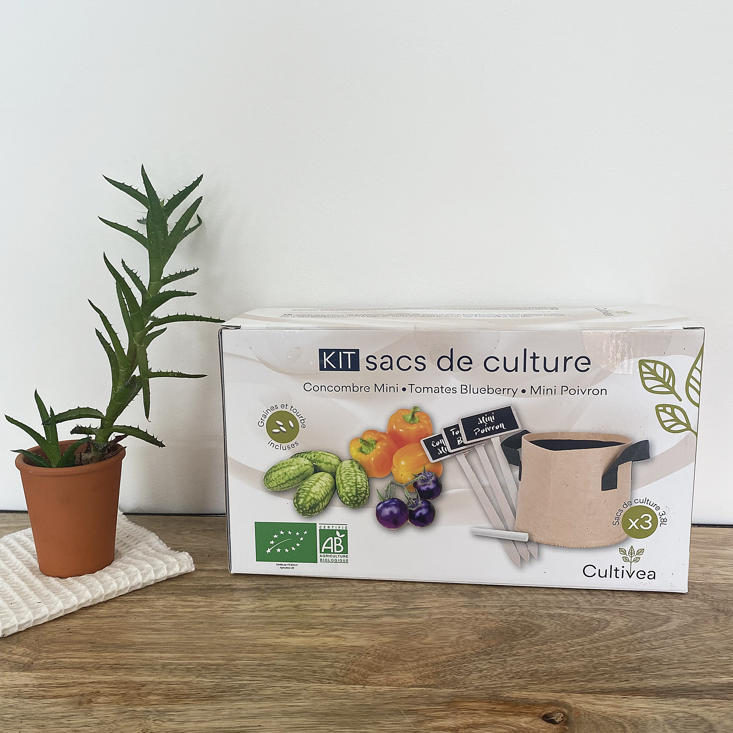 Kit sacs de culture BIO* (Concombre Cocktail, Tomate Blueberry, Mini Poivron) – Image 2