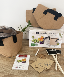 Kit sacs de culture BIO* (Concombre Cocktail, Tomate Blueberry, Mini Poivron)