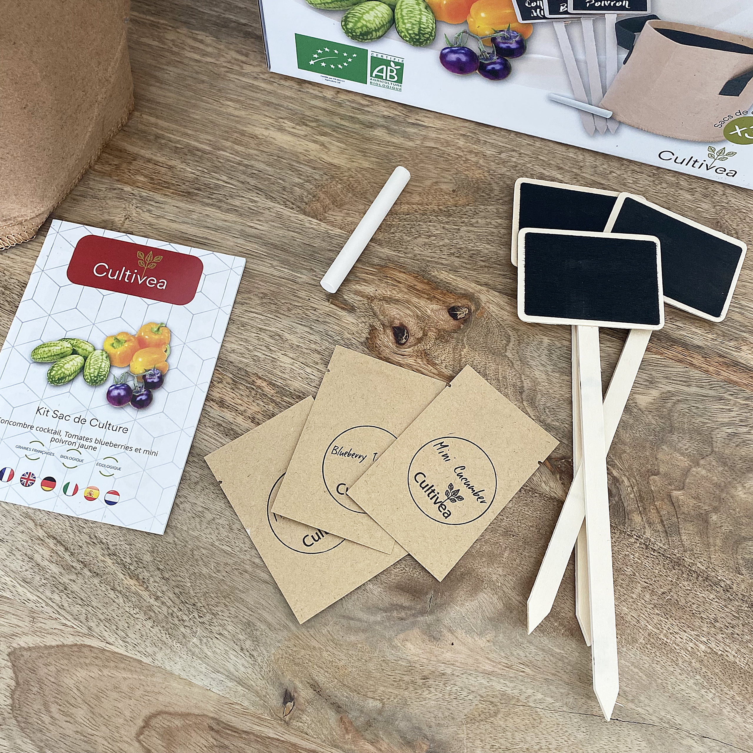 Kit sacs de culture BIO* (Concombre Cocktail, Tomate Blueberry, Mini Poivron) – Image 3