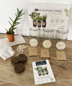 Kit d’herbes aromatiques BIO – (Ciboulette, Basilic, Persil)