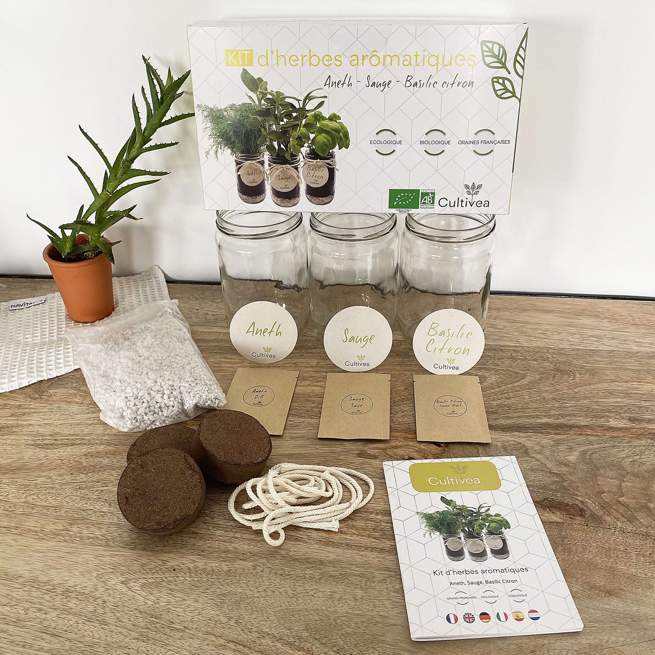 Kit d’herbes aromatiques BIO – (Aneth, Sauge, Basilic citron)k