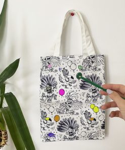 Petit sac totebag en toile à colorier