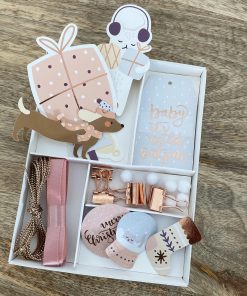 Kit d’emballage cadeaux (étiquettes, stickers, décorations, cordelettes) pastel de Noël