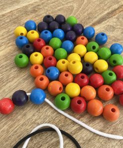 Perles en bois arc-en-ciel