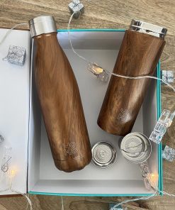 Coffret cadeau : Une gourde + une théière bois