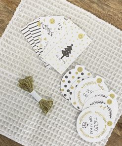 Etiquettes cadeaux de Noël – Gold et blanc