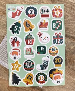 Planche de 24 stickers de l&rsquo;avent christmas