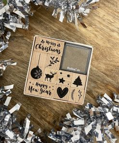 Kit de tampons motif « Noël » en bois – 12 pièces