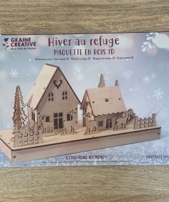 Maquette 3D en bois – Hiver au refuge
