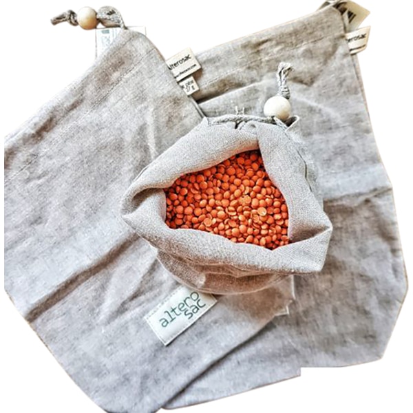 Sacs à vrac en voile de lin biologique (S, M ou L) – Image 2