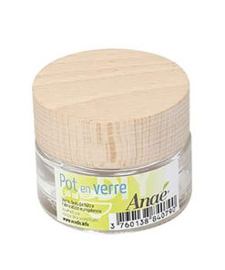 Pot en verre et couvercle hêtre 30 ml