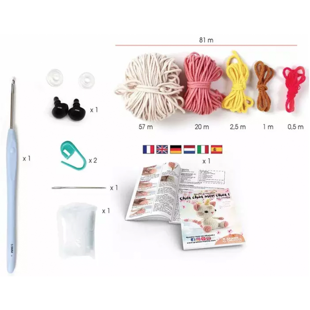 Kit Amigurumi pour confectionner un petit chat licorne en crochet – Image 3