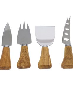 Coffret service fromage 4 couverts de service bois et inox