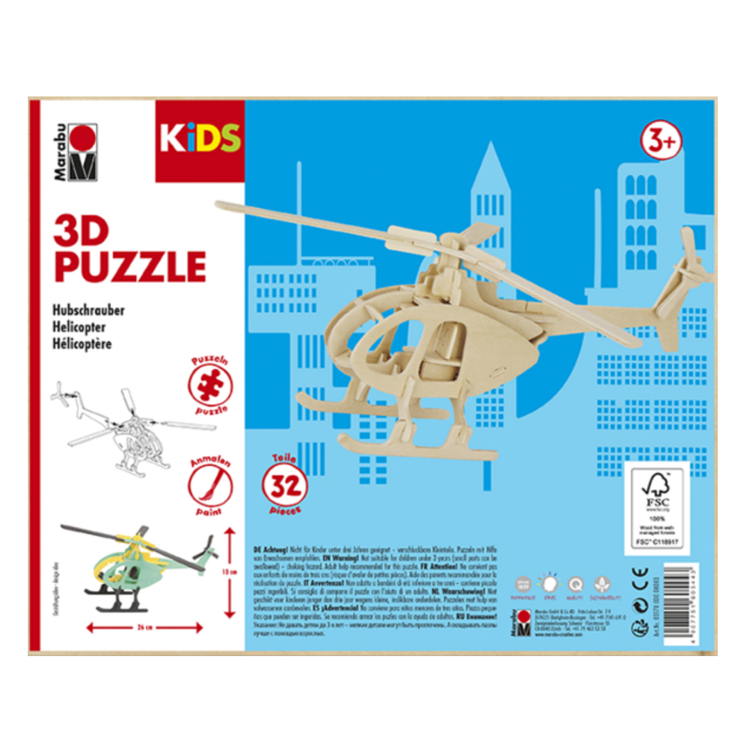 Puzzle 3D en bois à construire – Hélicoptère – Image 2