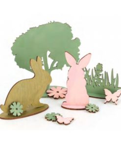 Kit de décoration en bois à construire – Nature et lapins