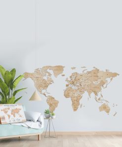 Map monde murale en bois