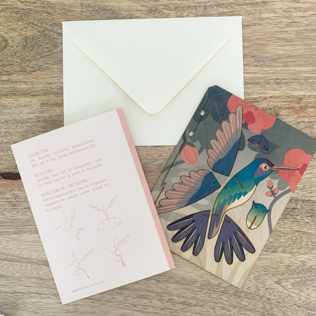 Carte en bois à assembler – Colibri – Image 2