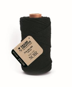 Bobine de fil de coton câblé recyclé – Noir