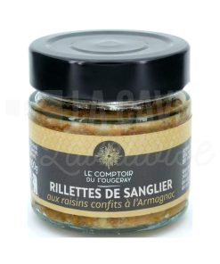Rillettes de Sanglier aux raisins confits à l&rsquo;Armagnac – Le Comptoir du Fougeray – 100gr