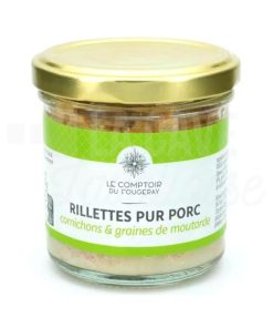 Rillettes Pur Porc Cornichons & Graines de Moutarde – Le Comptoir du Fougeray – 120gr