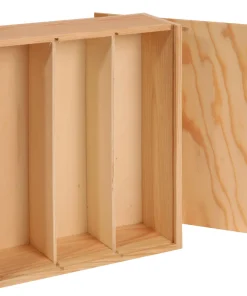 Caisse bois 2 bouteilles + 3 ou 4 produits d&rsquo;épicerie / 1 bouteille + 7-8 produits d&rsquo;épicerie