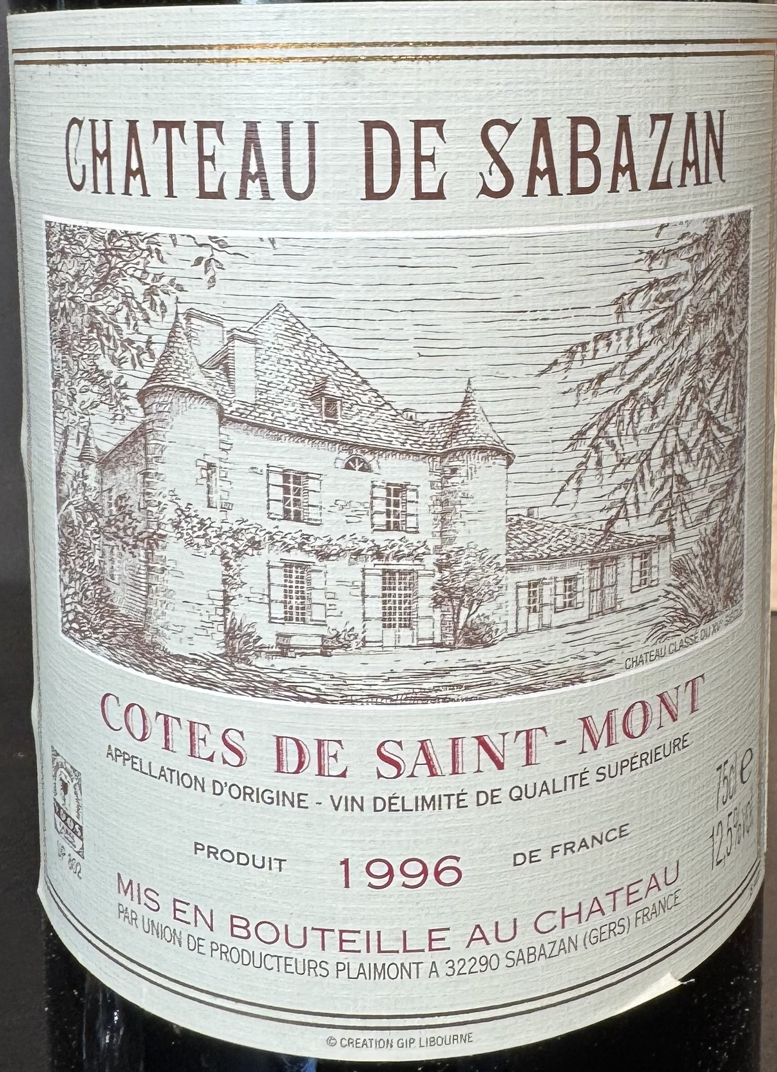 Château de Sabazan Côtes de Saint-Mont Rouge 1996 75cL – Image 3